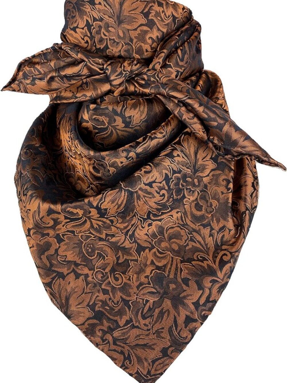 Elegant 34” Western Cowboy Wild Rag Scarf - Luxurious 100% Silk Jacquard Design